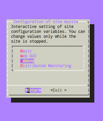 omd config - Schritt 1