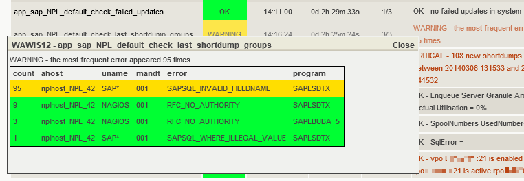 Short dumps recurrence detail view